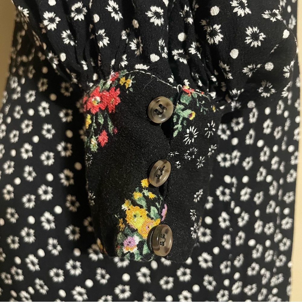 FP Wonderland Floral Black Long Sleeve mini dress XS - Picture 7 of 11